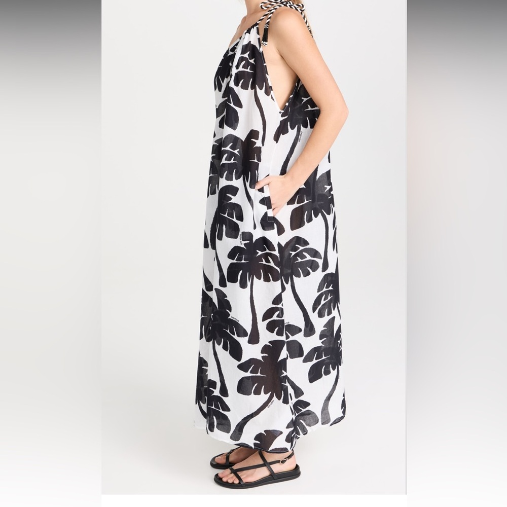 Farm Rio Black and White Palm Print Dress - Picture 3 of 4